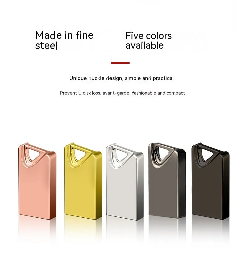 White mini metal USB flash drive with integrated laser pen feature.