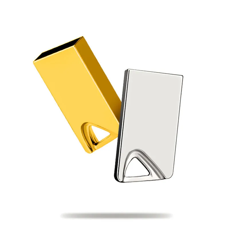 White mini metal USB flash drive with integrated laser pen feature.