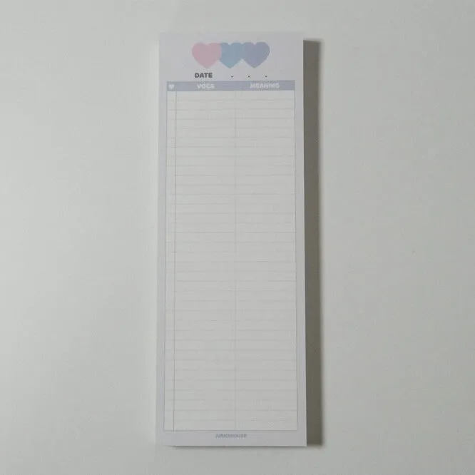 Vertical double-sided notepad with English words design in B5 half size