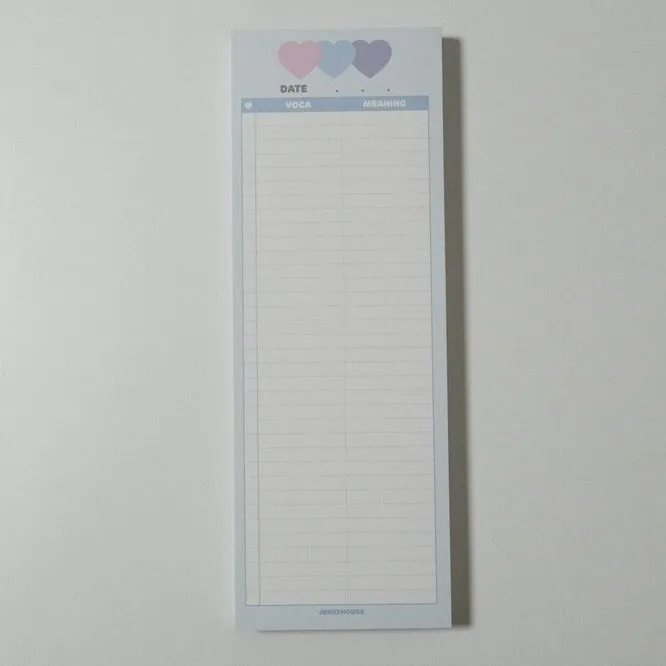 Vertical double-sided notepad with English words design in B5 half size