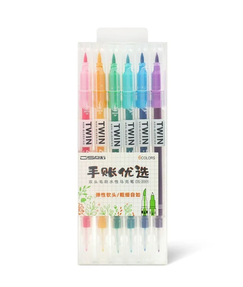 Set of colour calligraphy art hair note pens, available in packs of 6, 12, 24, or 36 fineliner markers.