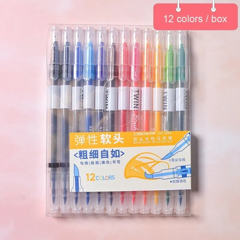 Set of colour calligraphy art hair note pens, available in packs of 6, 12, 24, or 36 fineliner markers.