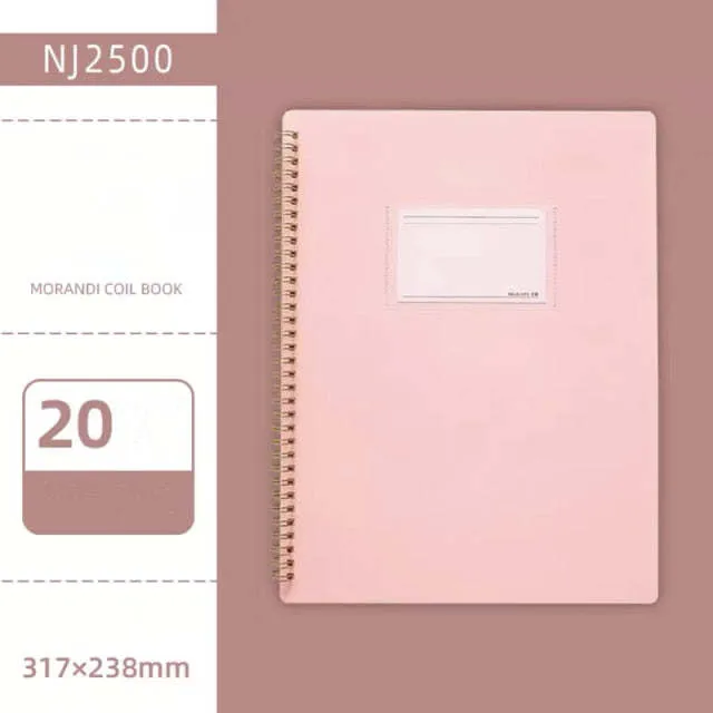 Morandi blue PP A4 coil file book with 20 display sheets on a white background