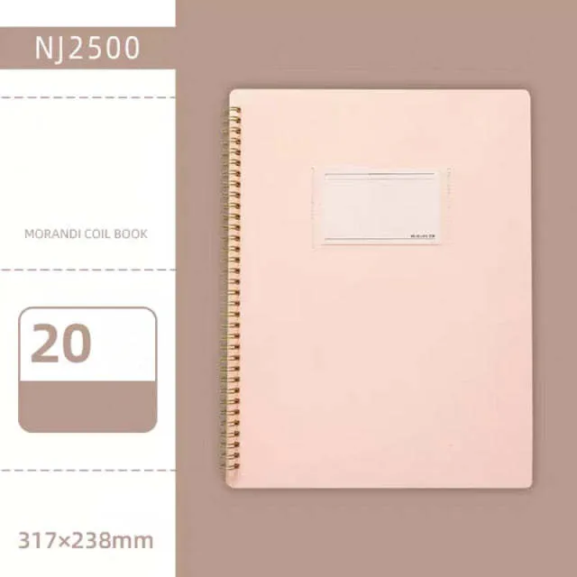 Morandi blue PP A4 coil file book with 20 display sheets on a white background