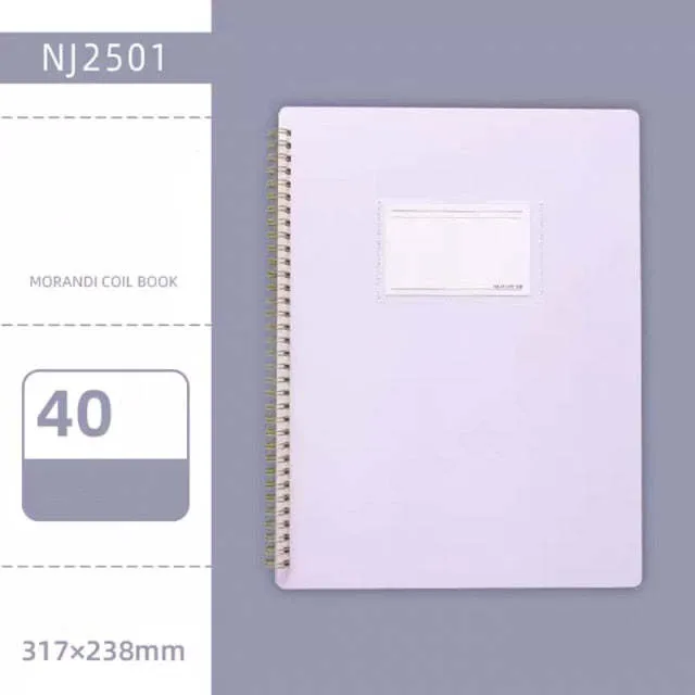 Morandi blue PP A4 coil file book with 20 display sheets on a white background