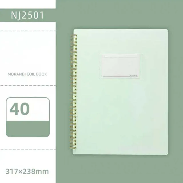 Morandi blue PP A4 coil file book with 20 display sheets on a white background