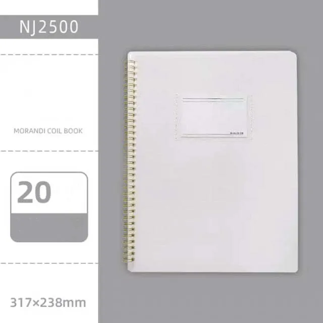 Morandi blue PP A4 coil file book with 20 display sheets on a white background