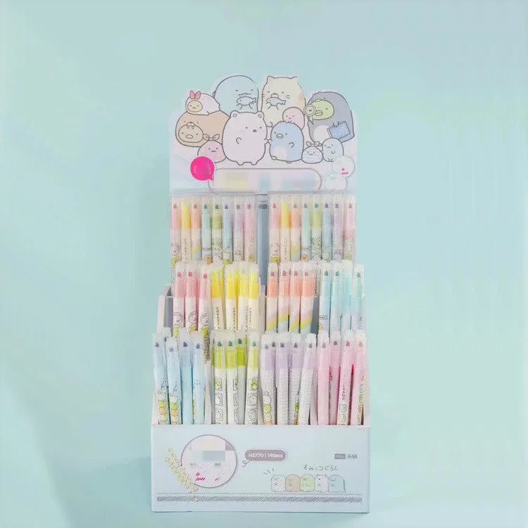 Set of eight erasable plastic highlighters measuring 16cm each with a neutral pen