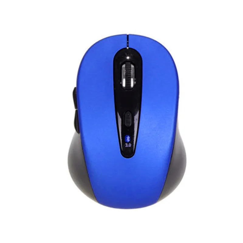 Wireless dual-mode mouse in black with ergonomic shape showing left and right buttons and scroll wheel