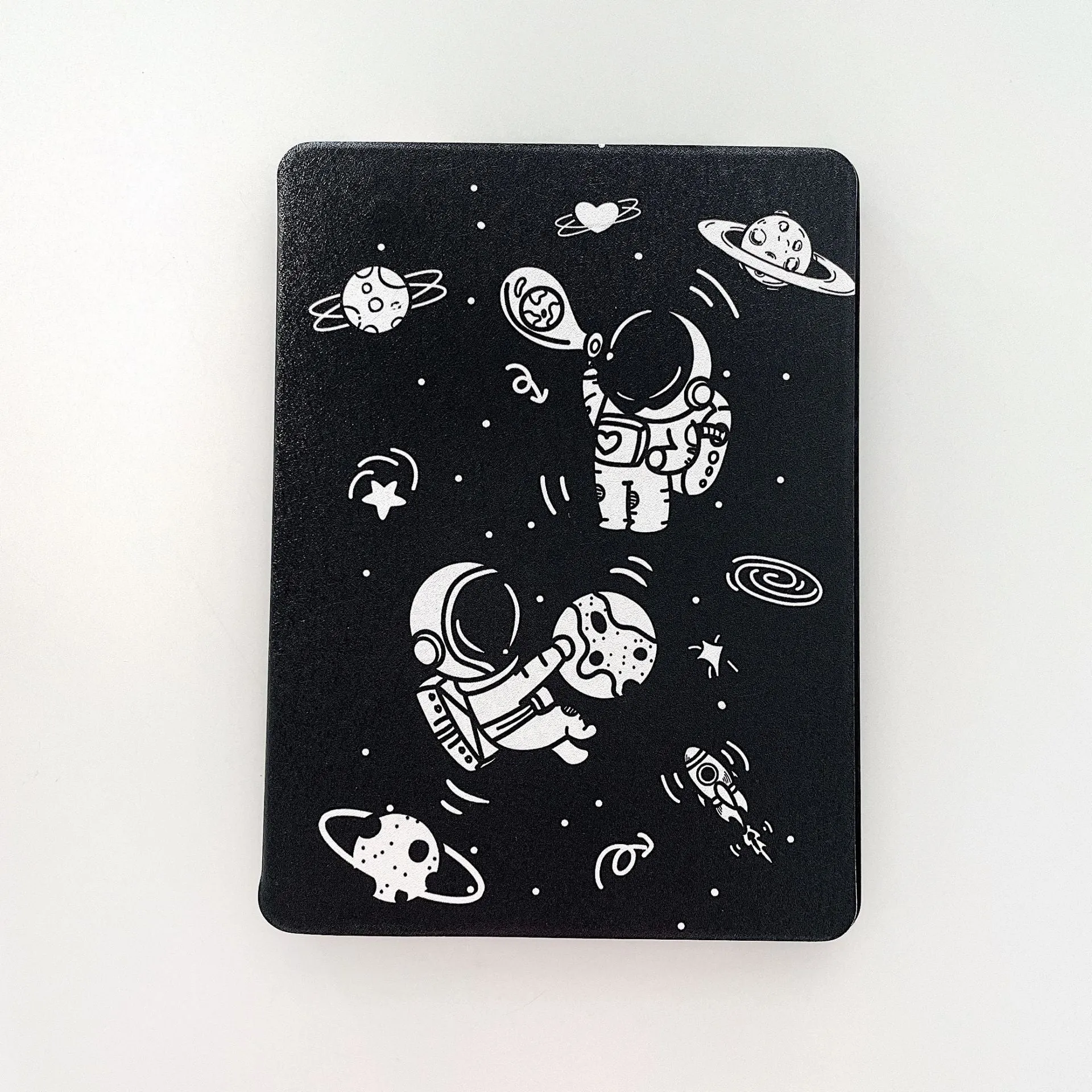 iPad transparent frosted protective cover with clamshell design and pen slot in black and white colour options