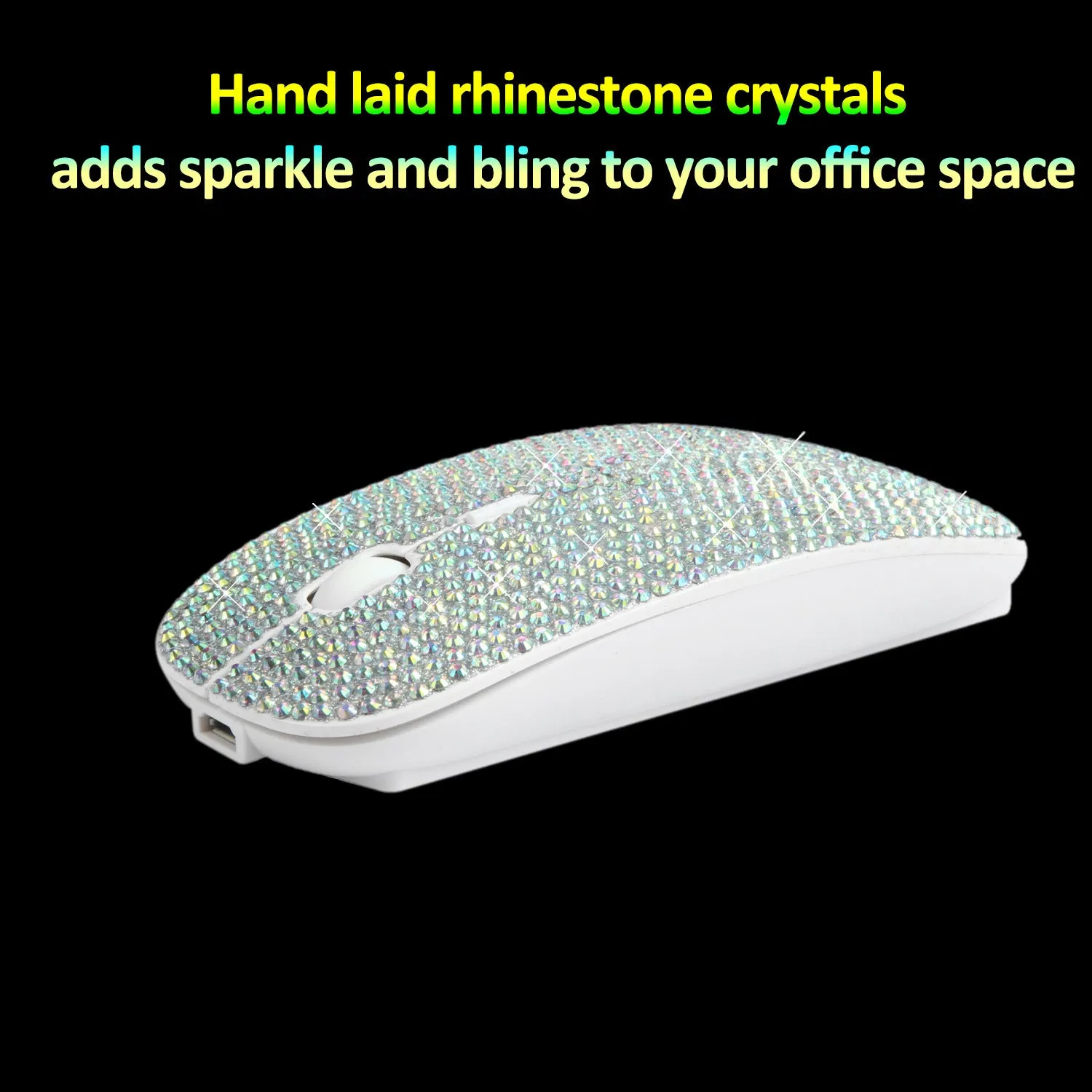 White wireless optical mouse with 2.4G receiver and adjustable DPI, 11.2x5.7x2.0cm