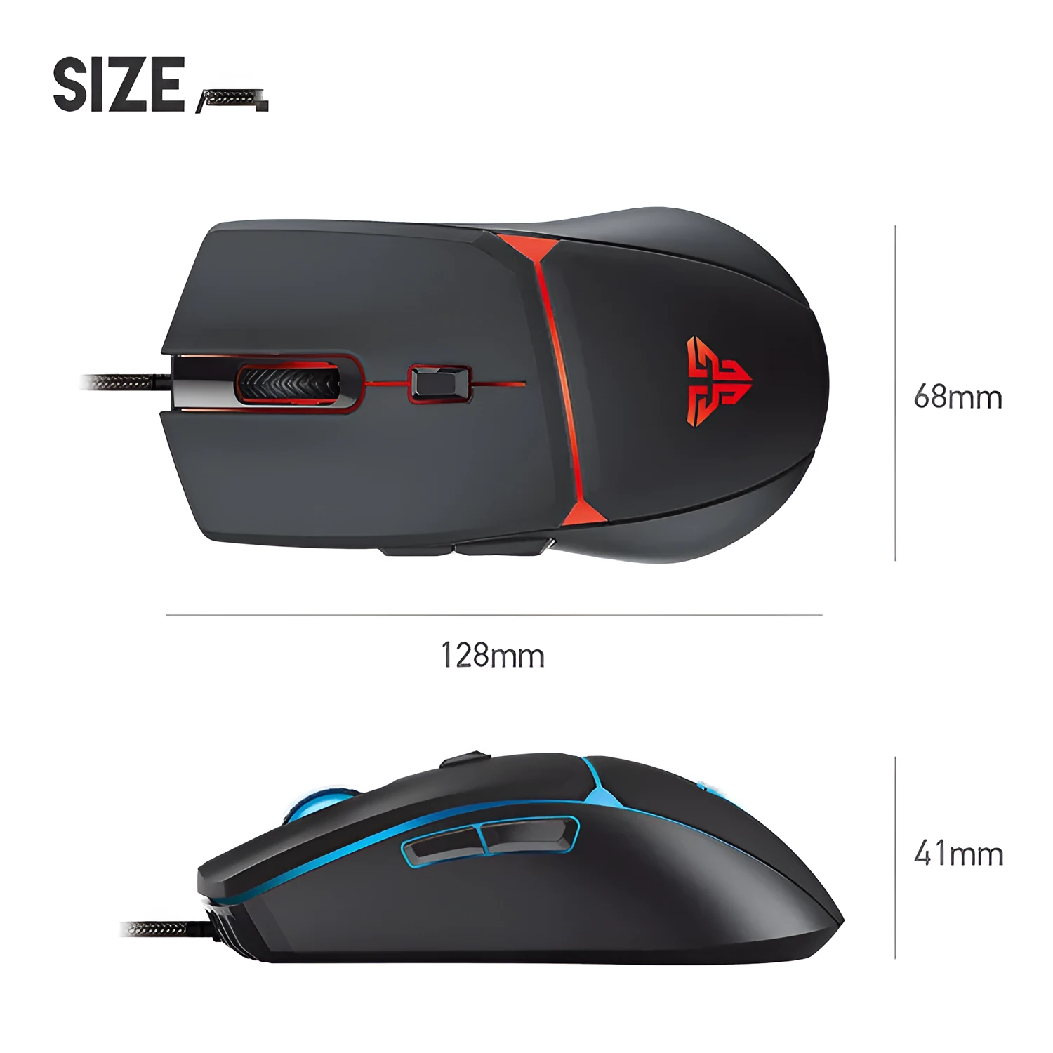 Fantech Vx7 wired gaming mouse with 8200 DPI optical sensor and six buttons in black