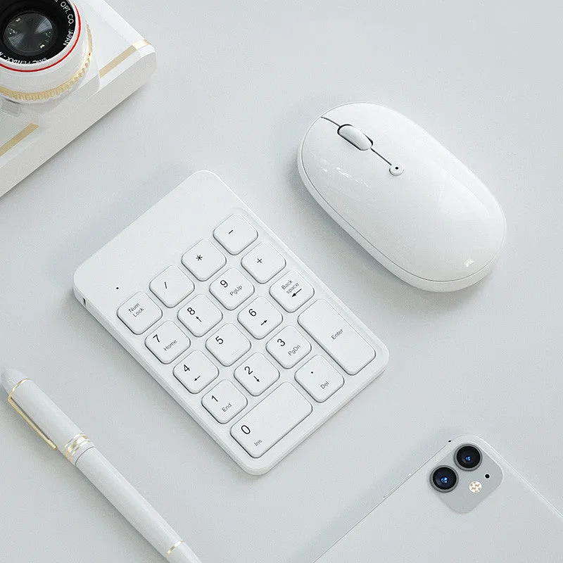 Wireless Bluetooth keyboard and mouse set for Apple devices in cherry blossom pink, white, and black