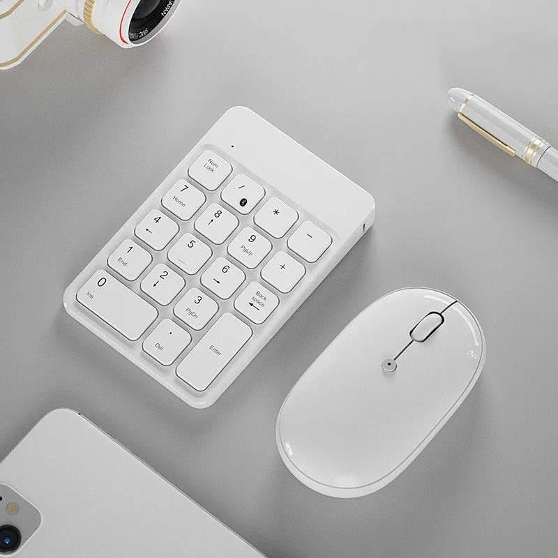 Wireless Bluetooth keyboard and mouse set for Apple devices in cherry blossom pink, white, and black