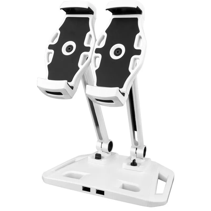 Desktop double stand aluminium alloy phone holder in white colour