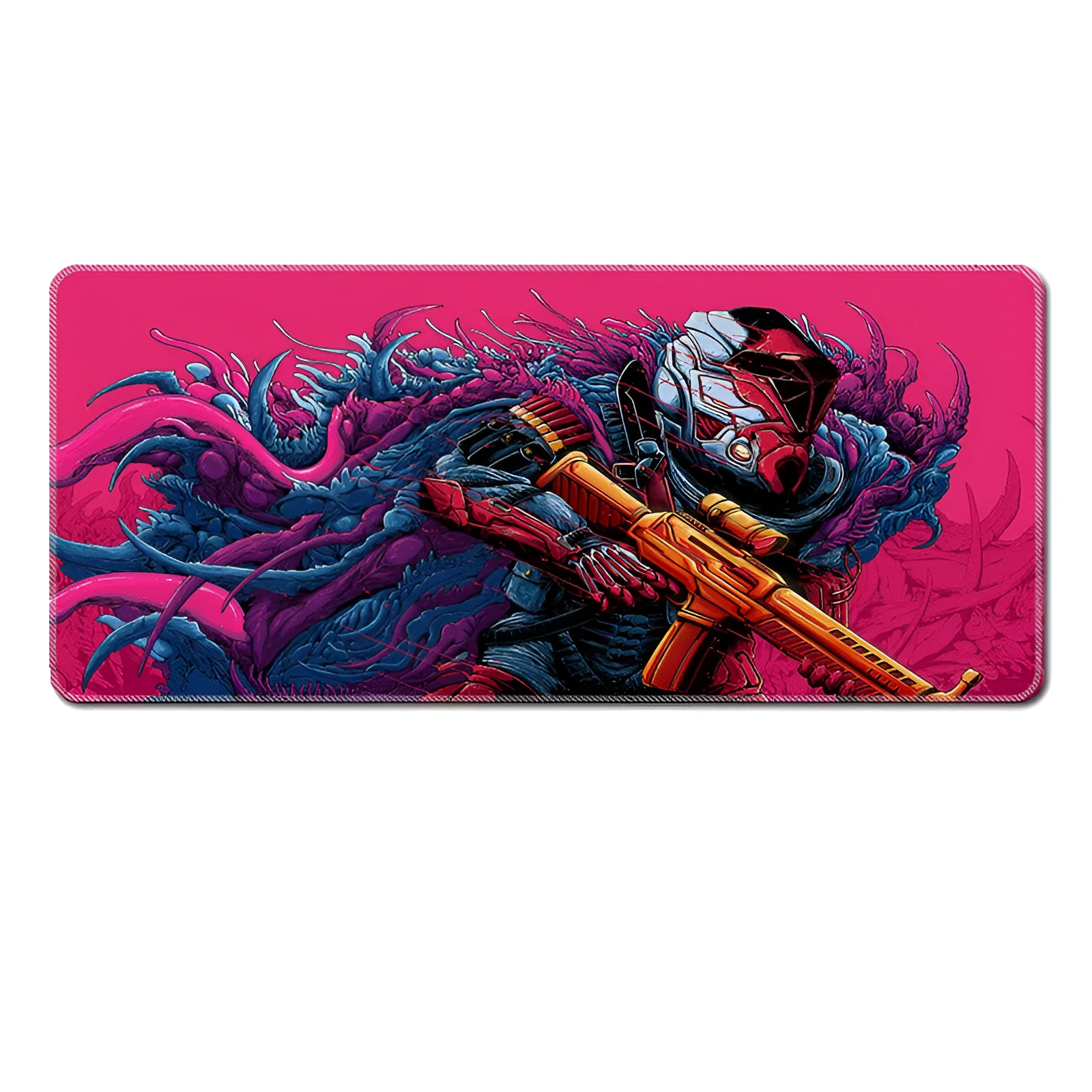 Custom rubber mouse pad with non-slip base, cloth top, and wrist guard in multiple sizes for gaming use