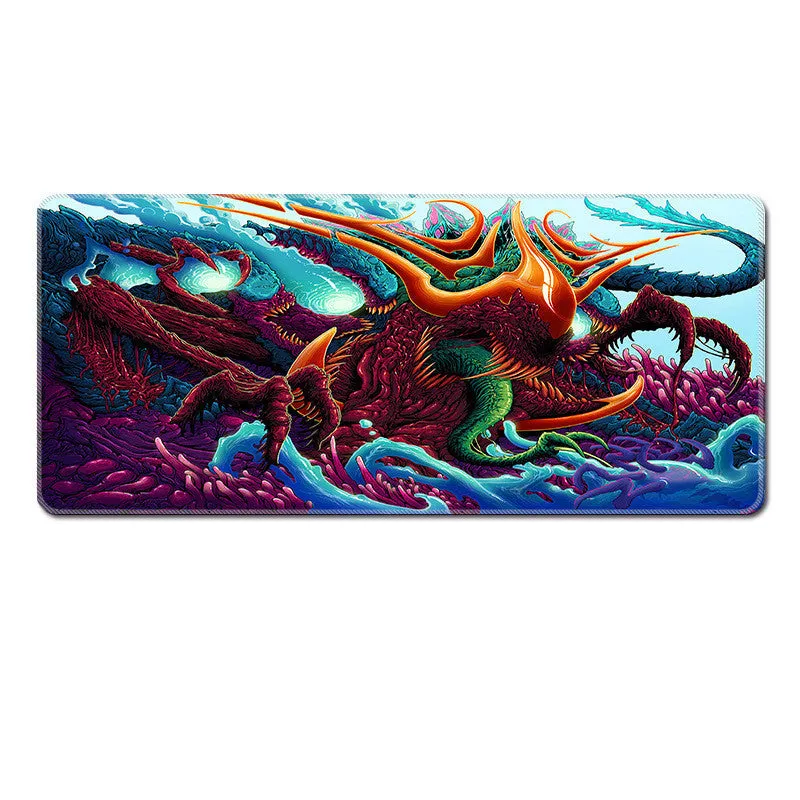 Custom rubber mouse pad with non-slip base, cloth top, and wrist guard in multiple sizes for gaming use