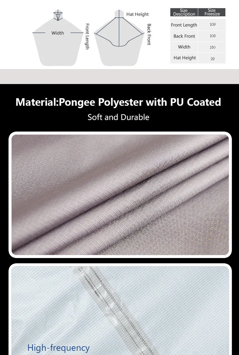 Multifunctional riding raincoat bicycle poncho 109cm length PU glue lightweight outdoor rain gear