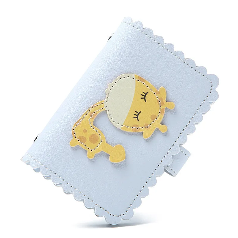 Compact anti-degaussing card holder wallet for women with animal pattern card slots