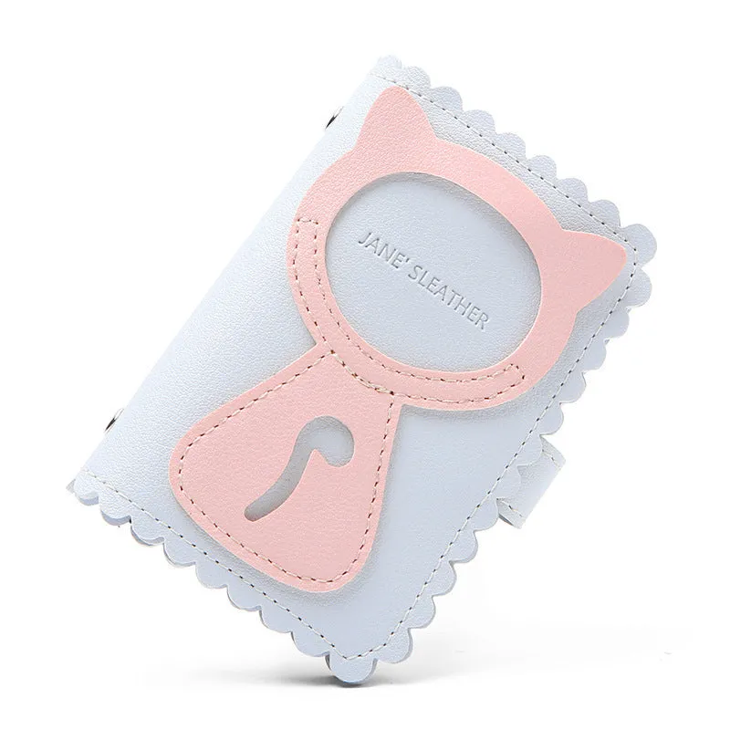 Compact anti-degaussing card holder wallet for women with animal pattern card slots