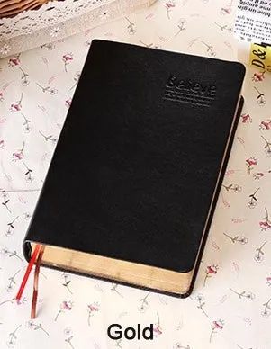 Large thick leather Phnom Penh notebook in A6 size with gold cover and 480 pages of writing paper