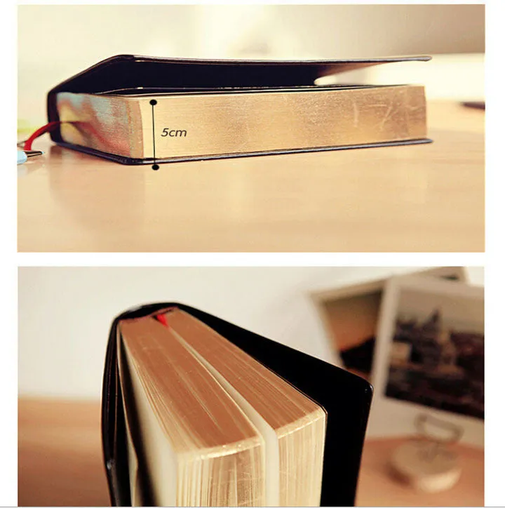 Large thick leather Phnom Penh notebook in A6 size with gold cover and 480 pages of writing paper