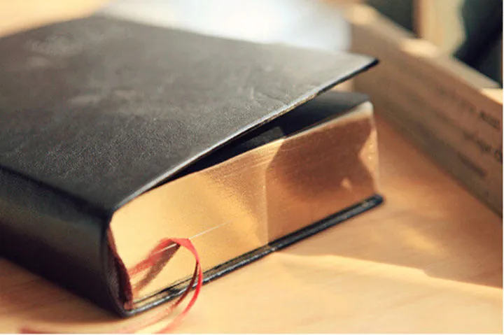 Large thick leather Phnom Penh notebook in A6 size with gold cover and 480 pages of writing paper