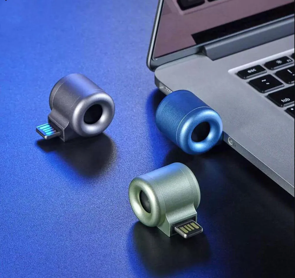 USB mini diffuser car air purifier in grey colour, portable solid device for fresh air