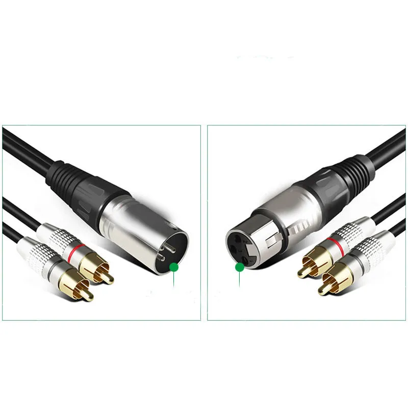 Canon XLR male to dual RCA lotus audio cable with PVC sheath, 3.5mm diameter