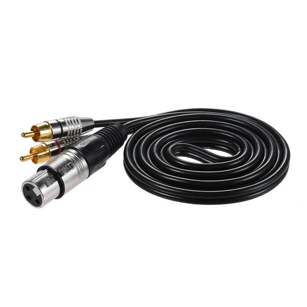 Canon XLR male to dual RCA lotus audio cable with PVC sheath, 3.5mm diameter