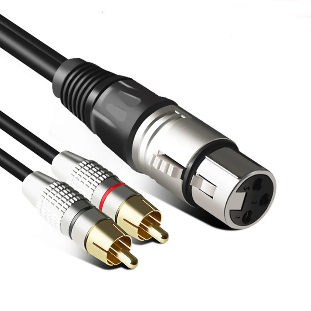 Canon XLR male to dual RCA lotus audio cable with PVC sheath, 3.5mm diameter
