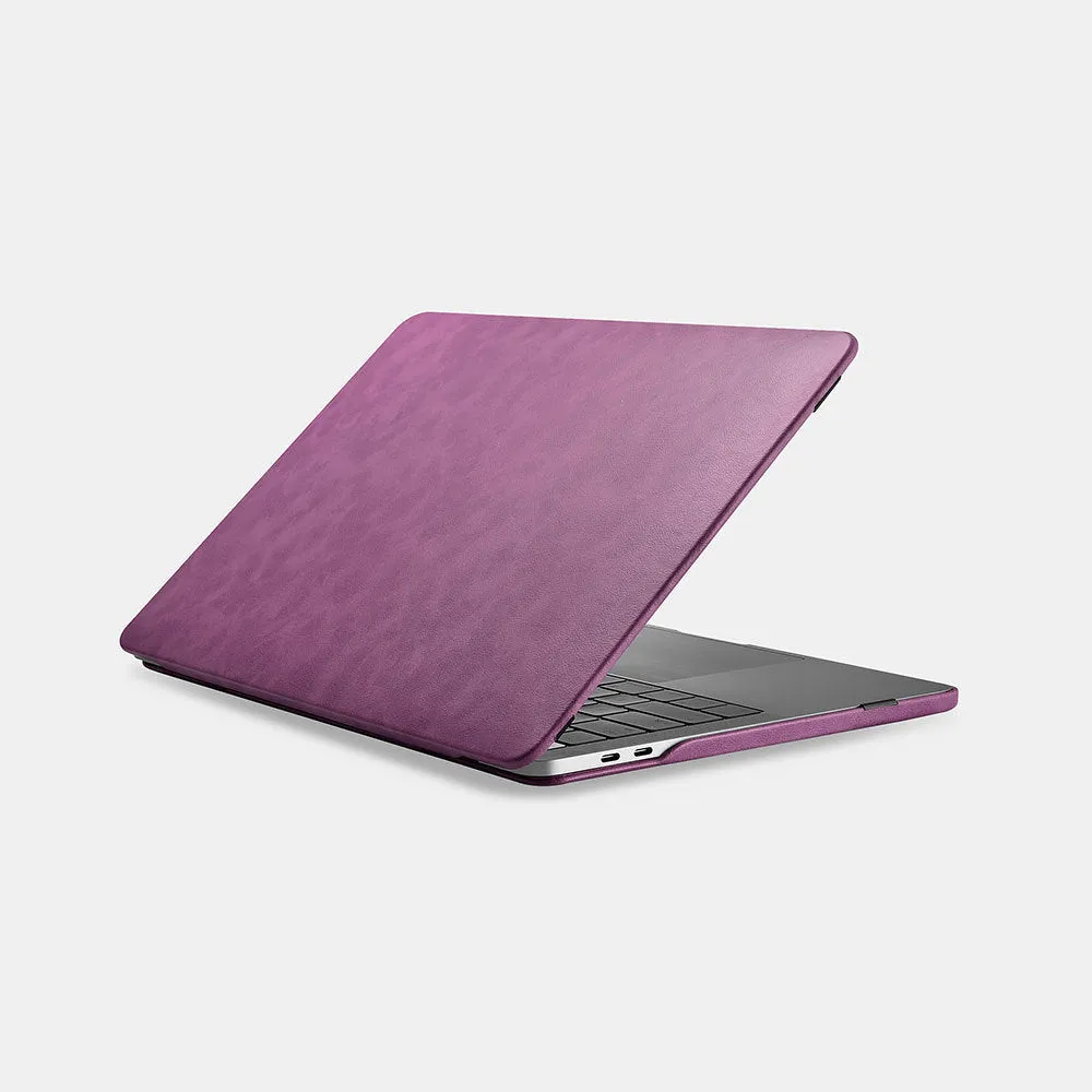 Imitation leather protective shell for MacBook Pro 16-inch A2141 in black, brown, and purple colours