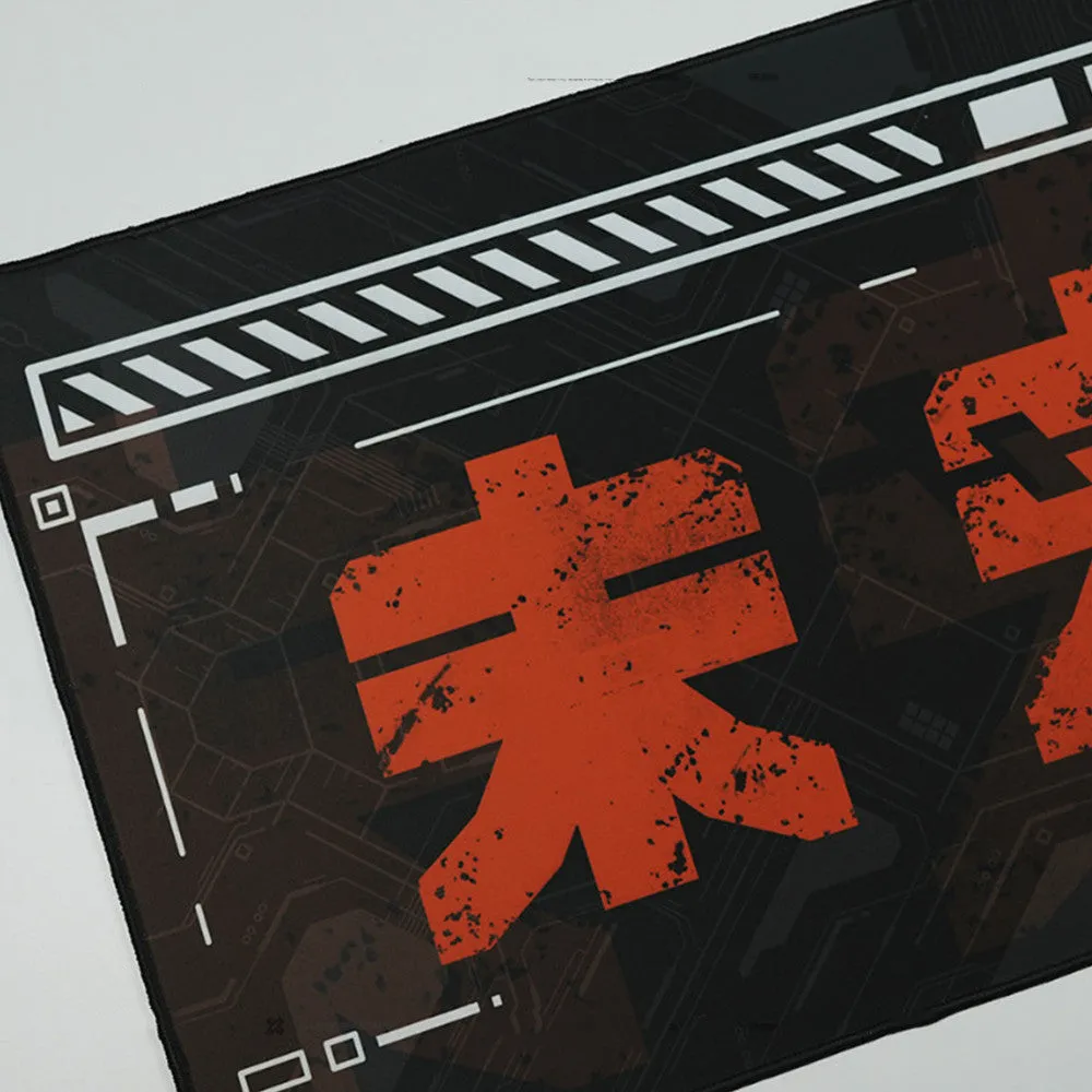 Black and red futuristic waterproof gaming mouse pad on a desk, 900x400x4mm size