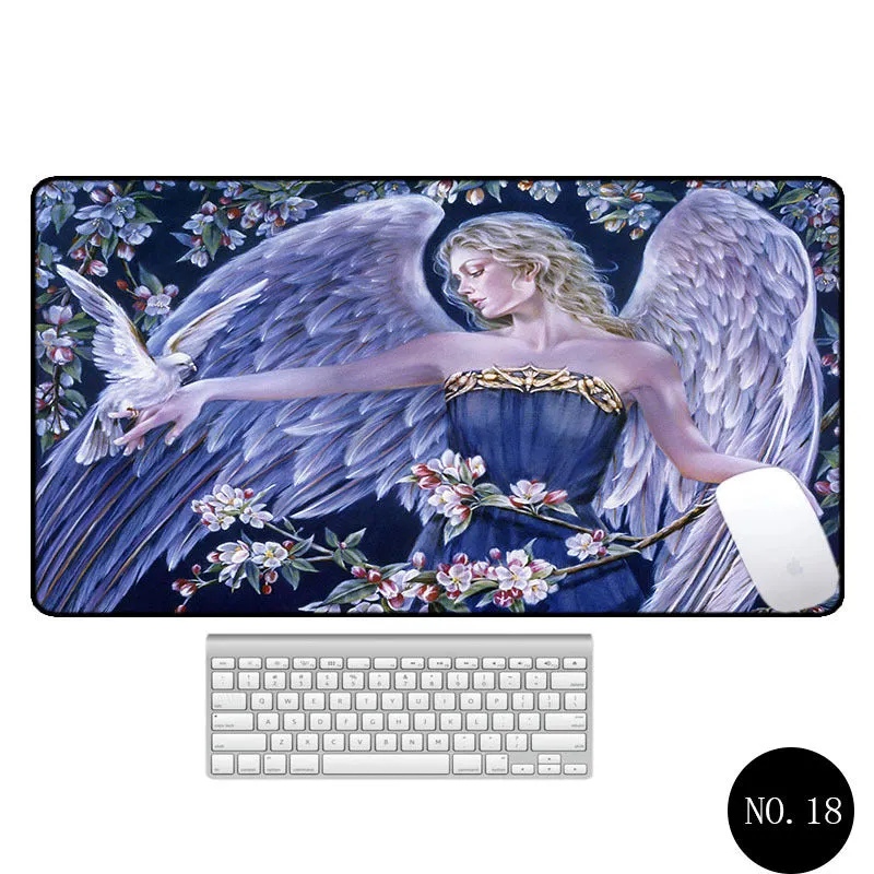Angel pattern large non-slip mouse pad 300x600mm rubber cloth desk mat with thermal transfer design