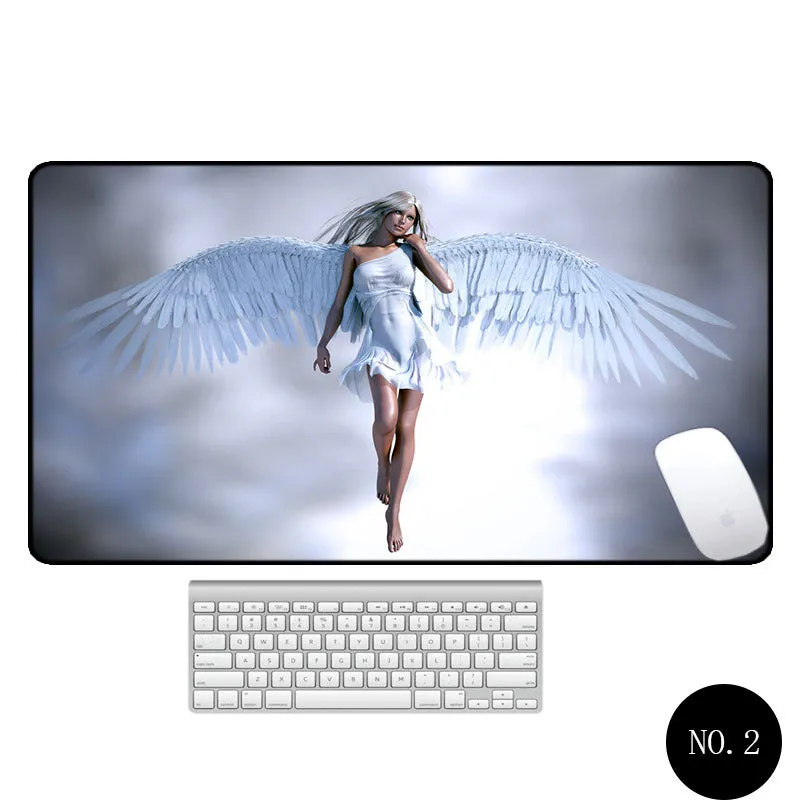 Angel pattern large non-slip mouse pad 300x600mm rubber cloth desk mat with thermal transfer design