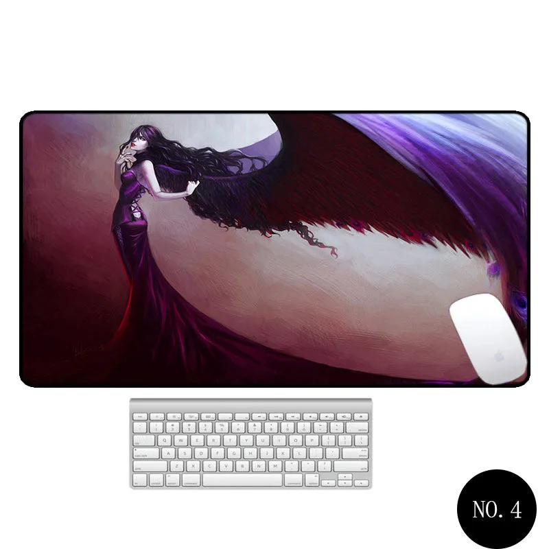 Angel pattern large non-slip mouse pad 300x600mm rubber cloth desk mat with thermal transfer design