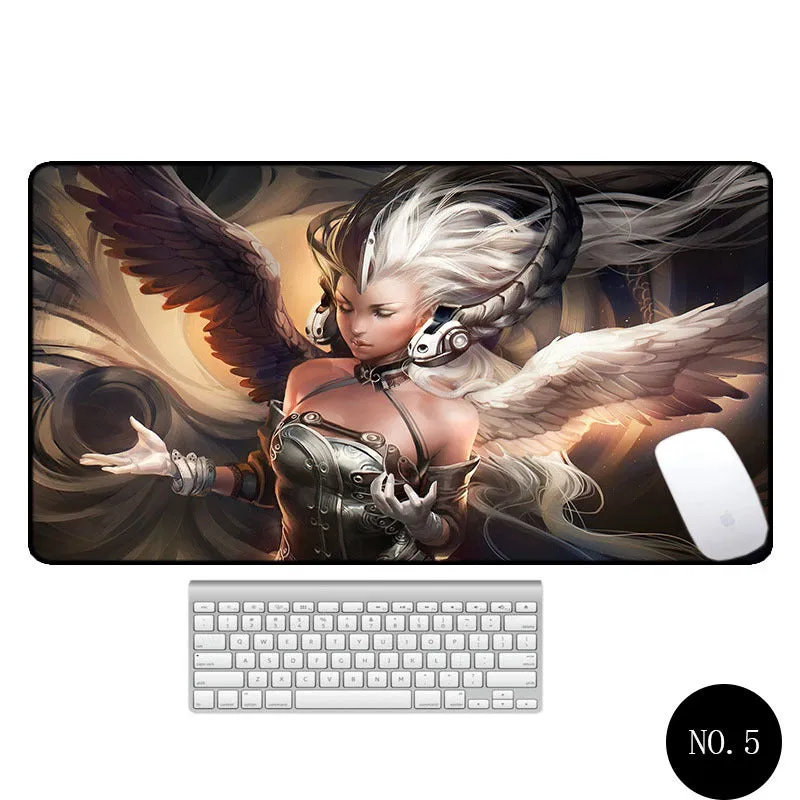 Angel pattern large non-slip mouse pad 300x600mm rubber cloth desk mat with thermal transfer design