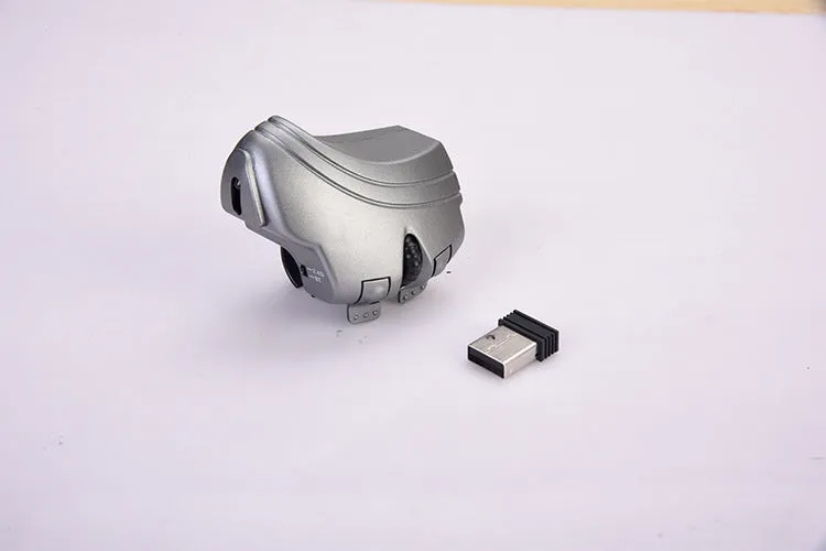 Bluetooth 2.4G rechargeable ring mouse in black, 60x40mm, with three buttons and optical sensor