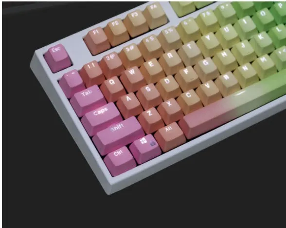 104 PBT word penetration dyed keycaps with translucent legends and OEM profile for mechanical keyboard