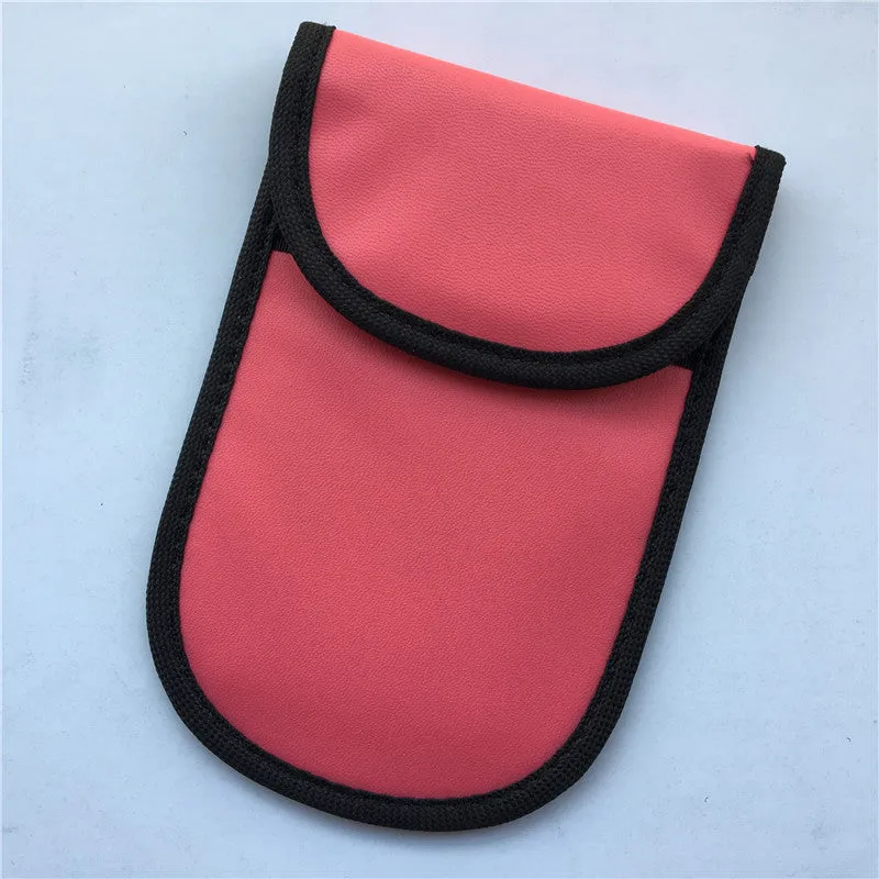 Black signal blocking pouch for car key fob protection measuring 20x10cm