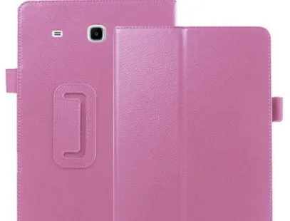 Flat protective case for Samsung T560 T561 9.6 inch tablet with PU leather litchi pattern and foldable stand