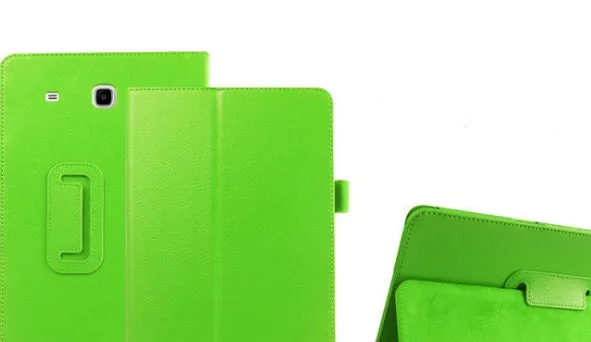 Flat protective case for Samsung T560 T561 9.6 inch tablet with PU leather litchi pattern and foldable stand