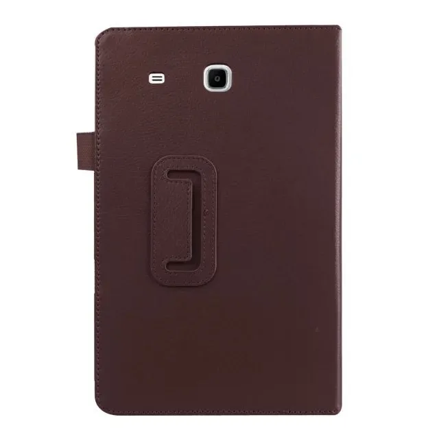 Flat protective case for Samsung T560 T561 9.6 inch tablet with PU leather litchi pattern and foldable stand