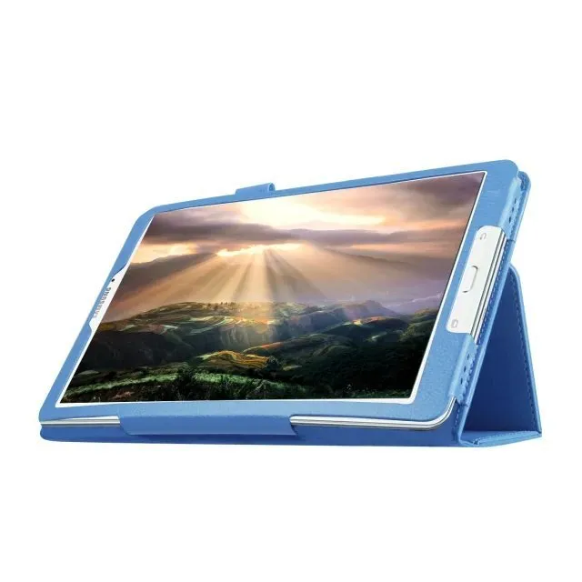 Flat protective case for Samsung T560 T561 9.6 inch tablet with PU leather litchi pattern and foldable stand
