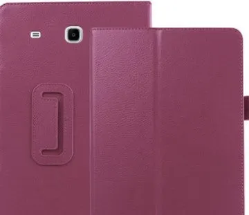 Flat protective case for Samsung T560 T561 9.6 inch tablet with PU leather litchi pattern and foldable stand
