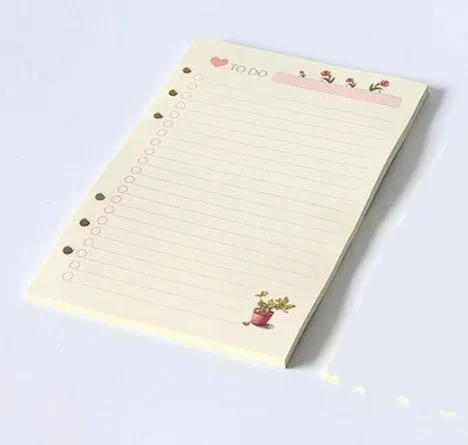 45 sheets of coloured A5 A6 binder filler paper with multiple ruling styles for planners and diaries