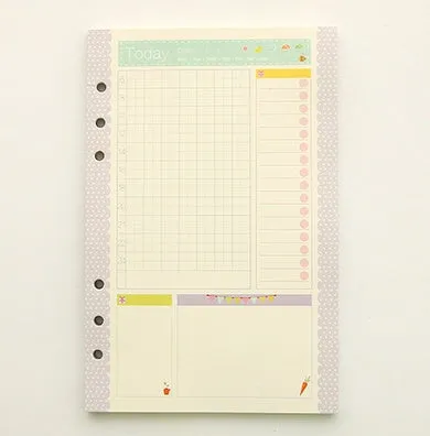 45 sheets of coloured A5 A6 binder filler paper with multiple ruling styles for planners and diaries