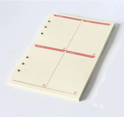 45 sheets of coloured A5 A6 binder filler paper with multiple ruling styles for planners and diaries