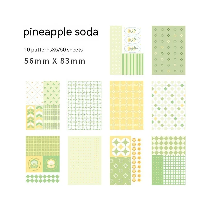 Fifty sheets of retro collage note paper in ten pastel colours including caramel puff and mango milk roll