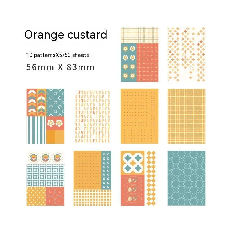 Fifty sheets of retro collage note paper in ten pastel colours including caramel puff and mango milk roll